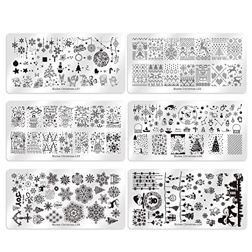 Dewel Nail Art Stamping Placas Estampacion Uñas para Manicura con Sello de Silicona Diseño para Navidad