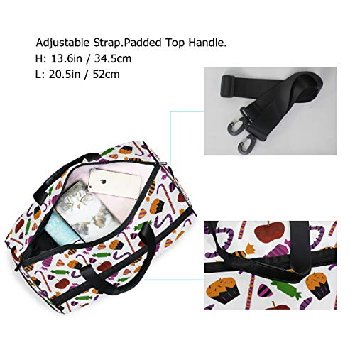 DEZIRO Bolsa de Viaje de 45 L, para Halloween, Truco o Trato, Bolsa Grande para Fin de Semana con Compartimento para Zapatos