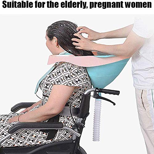 D&F Salón Lavacabezas Móvil De Peluquería Lavabo De Pelo Plegable Portátil con Drenaje De Plástico, una estación de Lavado de Pelo para el hogar para Ancianos, Discapacitados Embarazadas Niños