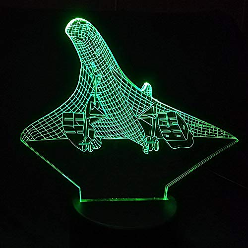 DFDLNL 7 Colores 3D ilusión visión avión avión luz Nocturna Escritorio lámpara de Mesa USB bebé sueño iluminación hogar Desodorante