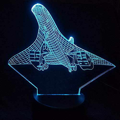 DFDLNL 7 Colores 3D ilusión visión avión avión luz Nocturna Escritorio lámpara de Mesa USB bebé sueño iluminación hogar Desodorante