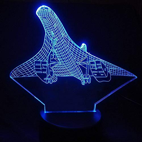DFDLNL 7 Colores 3D ilusión visión avión avión luz Nocturna Escritorio lámpara de Mesa USB bebé sueño iluminación hogar Desodorante