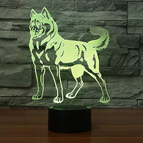 DFDLNL Animal Huskie Dog Designs Night Lights 7 Cestas de Regalo cambiantes para Perros Decoración para el hogar Regalos Personalizados para Perros