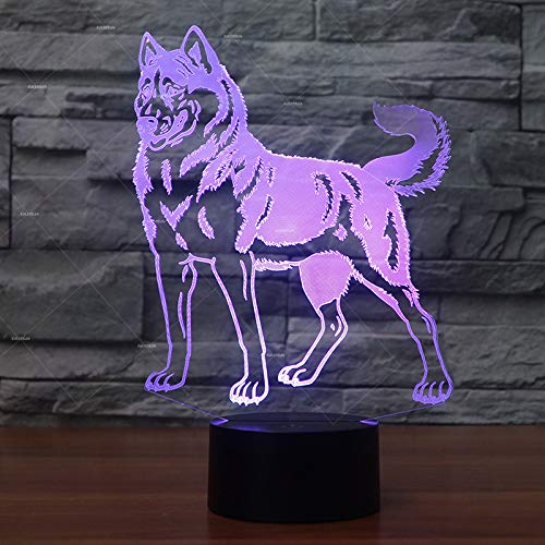 DFDLNL Animal Huskie Dog Designs Night Lights 7 Cestas de Regalo cambiantes para Perros Decoración para el hogar Regalos Personalizados para Perros