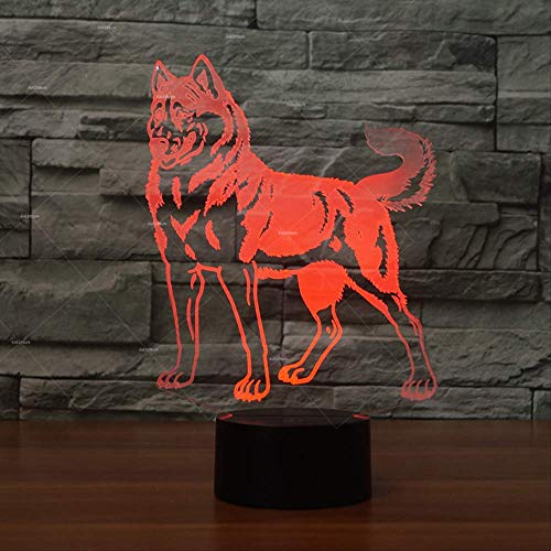 DFDLNL Animal Huskie Dog Designs Night Lights 7 Cestas de Regalo cambiantes para Perros Decoración para el hogar Regalos Personalizados para Perros