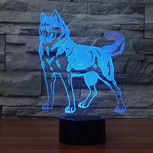 DFDLNL Animal Huskie Dog Designs Night Lights 7 Cestas de Regalo cambiantes para Perros Decoración para el hogar Regalos Personalizados para Perros