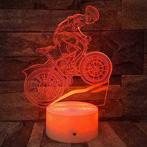 DFDLNL Bicicleta 3D Lámpara 7 Colores Led Luz de Noche para niños Touch USB Table Lampara Lampe Baby Sleeping Nightlight Gift