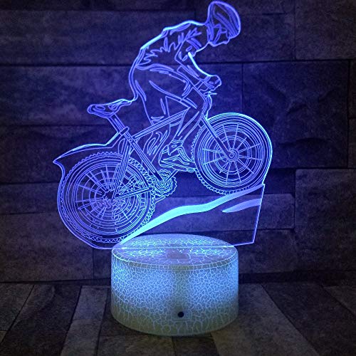 DFDLNL Bicicleta 3D Lámpara 7 Colores Led Luz de Noche para niños Touch USB Table Lampara Lampe Baby Sleeping Nightlight Gift
