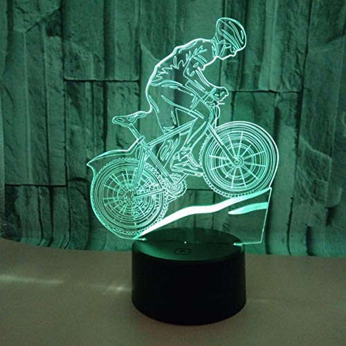 DFDLNL Toque Colorido 3D lámpara ilusión led luz de Noche USB lámpara de Mesa para niños bebé niños Regalo cabecera Dormitorio Bicicleta de montaña