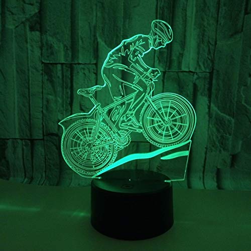 DFDLNL Toque Colorido 3D lámpara ilusión led luz de Noche USB lámpara de Mesa para niños bebé niños Regalo cabecera Dormitorio Bicicleta de montaña