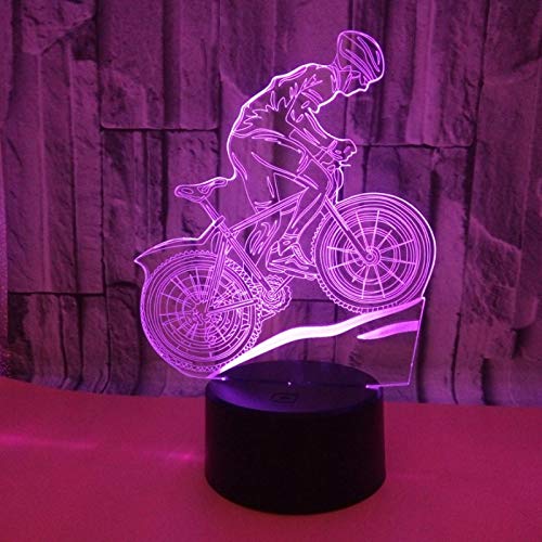 DFDLNL Toque Colorido 3D lámpara ilusión led luz de Noche USB lámpara de Mesa para niños bebé niños Regalo cabecera Dormitorio Bicicleta de montaña