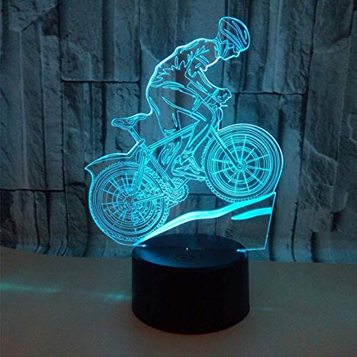 DFDLNL Toque Colorido 3D lámpara ilusión led luz de Noche USB lámpara de Mesa para niños bebé niños Regalo cabecera Dormitorio Bicicleta de montaña