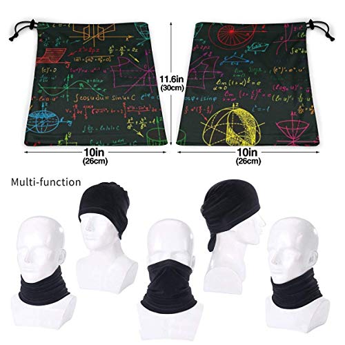 DFGHG Matemáticas 3D Fórmulas coloridas en la pizarra Calentador de cuello de microfibra Polaina de cuello multifunción Mascarilla facial unisex para motociclistas Deportes al aire libre