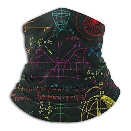 DFGHG Matemáticas 3D Fórmulas coloridas en la pizarra Calentador de cuello de microfibra Polaina de cuello multifunción Mascarilla facial unisex para motociclistas Deportes al aire libre