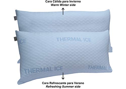 DHestia - Almohada Anticalor Refrescante Cara Verano y Cara Invierno de Fibra. FibraCool (120 cm)