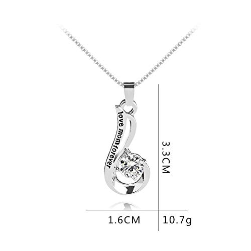 Día de la madre regalo, Deesos Collar Amo a mi mamá para siempre El mejor regalo para el cumpleaños de la madre Diamante Colgante Collar para el cumpleaños de la madre Plata