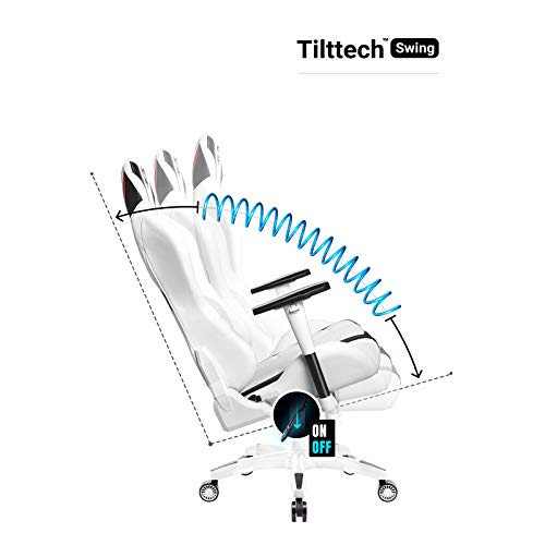 Diablo X-Ray Gaming Silla de Oficina Silla Gamer Apoyabrazos 4D Diseño Ergonomico HQ Cuero Sintético Perforación Función de Inclinación Soporta hasta 200 kg (Blanco-Negro, XL)