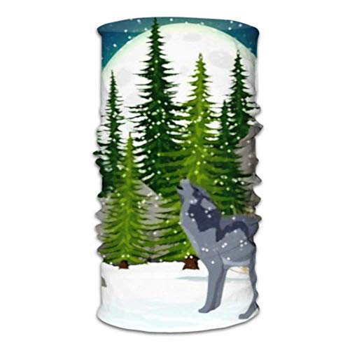 Diademas mágicas multifuncionales, Lobo aullidos Moon Spruce Forest Stones Headwear al Aire Libre Bandana Sports Scarf Tube UV Mascarilla para Entrenamiento Yoga Running Riding Outdoor Magic Scarf