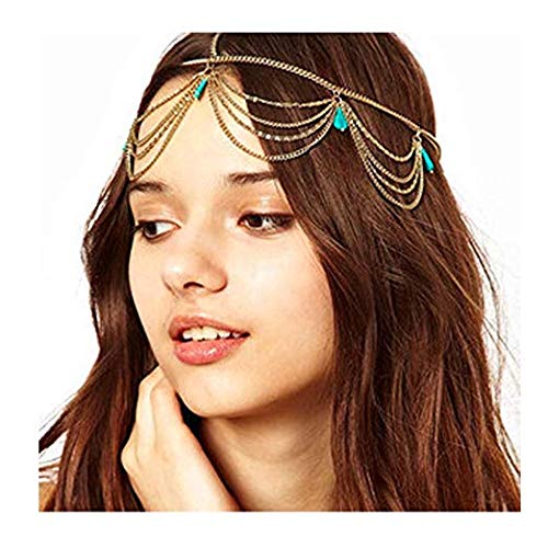 Diademas para la cabeza (4 unidades), color turquesa, pelo bohemio, accesorio, para mujeres y niñas, de BlueSpace