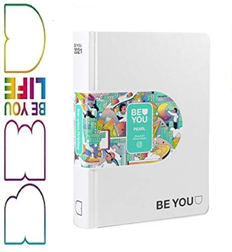 Diario escolar Be You Be – u Be yourself estándar blanco 2020-2021 + llavero + bolígrafo de colores + marcapáginas