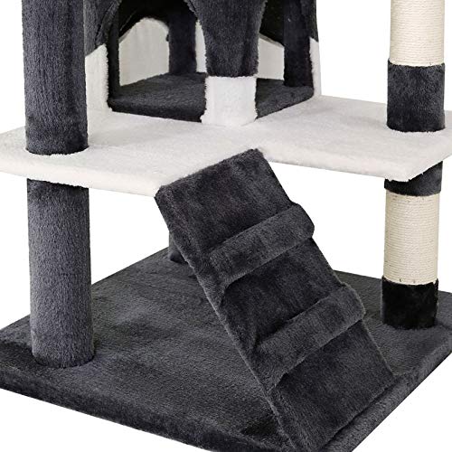 dibea Árbol rascador para Gatos, 130 cm (Gris-Blanco)