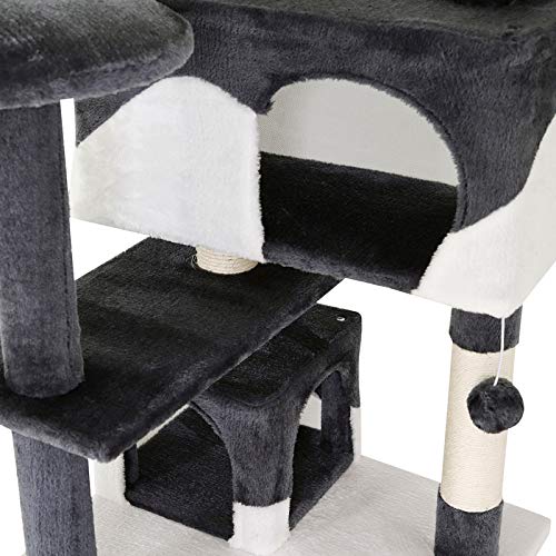 dibea Árbol rascador para Gatos, 130 cm (Gris-Blanco)
