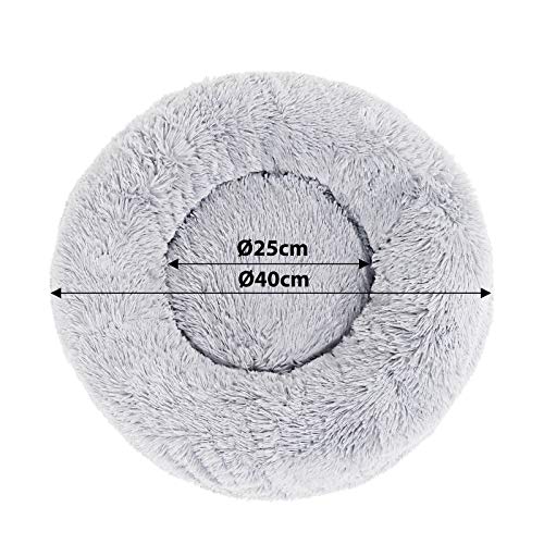 Dibea Cama Perros Redonda cojín Gatos sofá para Perros Donut Ø 40 cm dimensión Exterior (S) Gris Claro