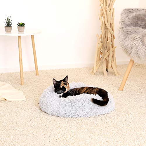 Dibea Cama Perros Redonda cojín Gatos sofá para Perros Donut Ø 40 cm dimensión Exterior (S) Gris Claro