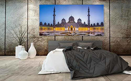 Dibond© - Cuadro de cristal acrílico para pared (hasta 280 cm de ancho), diseño de lago zayed mezquita abu dhabi