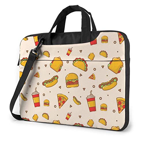 Dibujos Animados Hot Dog Taco Burger Pizza y Bebida 15,6 en Bolsa para computadora portátil Funda Protectora para computadora portátil Bolso Bandolera