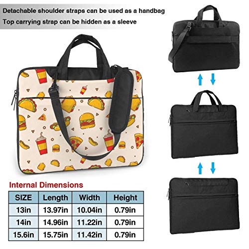 Dibujos Animados Hot Dog Taco Burger Pizza y Bebida 15,6 en Bolsa para computadora portátil Funda Protectora para computadora portátil Bolso Bandolera