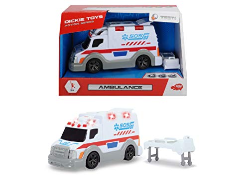 Dickie-Ambulancia Action Series 15cm 3302004 (+3 años) Vehículo de juguete con función, color blanco , color/modelo surtido