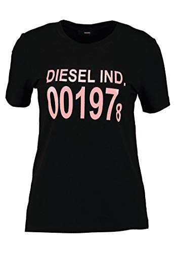 DIESEL T-SILY Tops y Camisetas Femmes Negro/Rosa - M - Camisetas Manga Corta