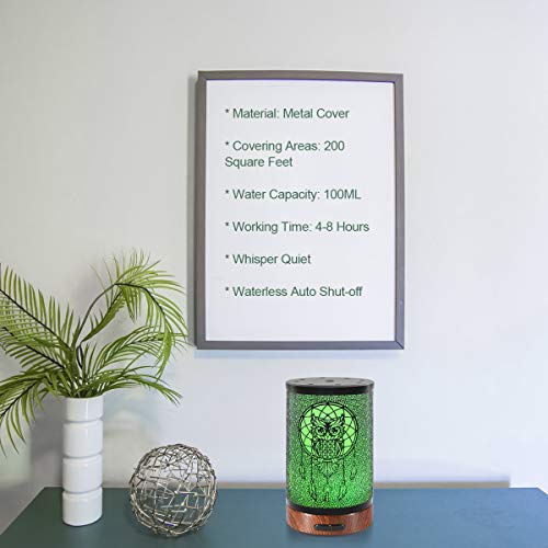 Difusor de Aceites Esenciales, Difusor de Aromas, Ultrasónico Aromaterapia Humidificador, Automáticamente Apaga Cuando sin Agua,100ml (Búho)