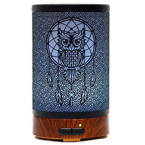 Difusor de Aceites Esenciales, Difusor de Aromas, Ultrasónico Aromaterapia Humidificador, Automáticamente Apaga Cuando sin Agua,100ml (Búho)