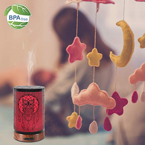 Difusor de Aceites Esenciales, Difusor de Aromas, Ultrasónico Aromaterapia Humidificador, Automáticamente Apaga Cuando sin Agua,100ml (Búho)
