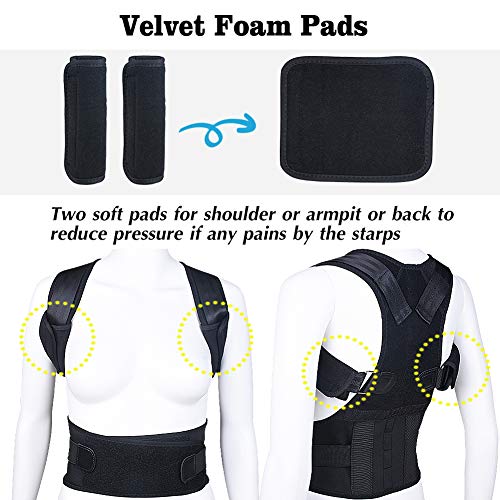 DINOKA Corrección de Postura, Ajustable Corrector de Postura Espalda para Hombres y Mujeres(Negro, L)