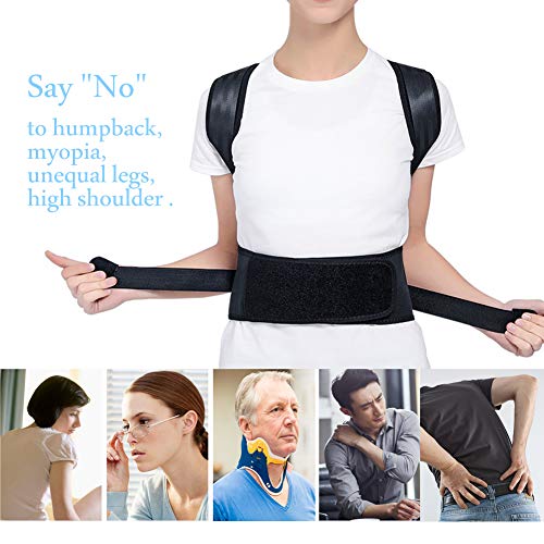 DINOKA Corrección de Postura, Ajustable Corrector de Postura Espalda para Hombres y Mujeres(Negro, L)