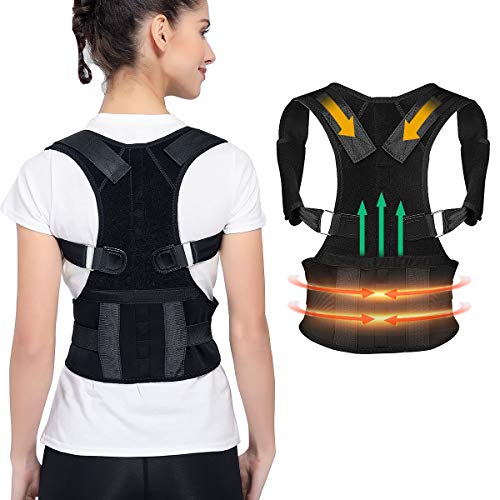DINOKA Corrección de Postura, Ajustable Corrector de Postura Espalda para Hombres y Mujeres(Negro, L)