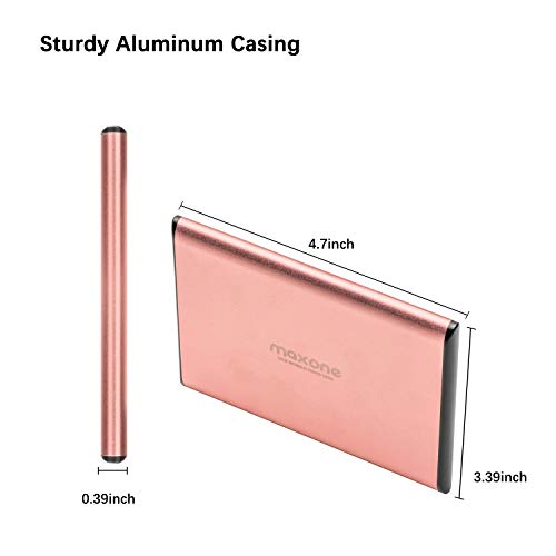 Disco duro externo Portátil 160GB - 2.5" USB 3.0 Ultrafino Diseño Metálico HDD para Mac, PC, Laptop, Ordenador, Smart TV, Chromebook - Rose Pink