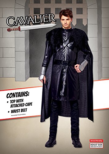 Disfraz de caballero negro de Bristol Novelty AF025, contorno de pecho 107-112 cm