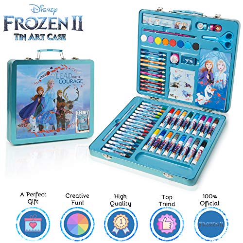Disney Frozen 2 El Reino del Hielo Set Creativo para Niñas, Kit de Manualidades para Pintar Juego Completo de 60 Piezas, Incluye Lapices, Cuaderno de Dibujar y Rotuladores, Regalos para Niñas