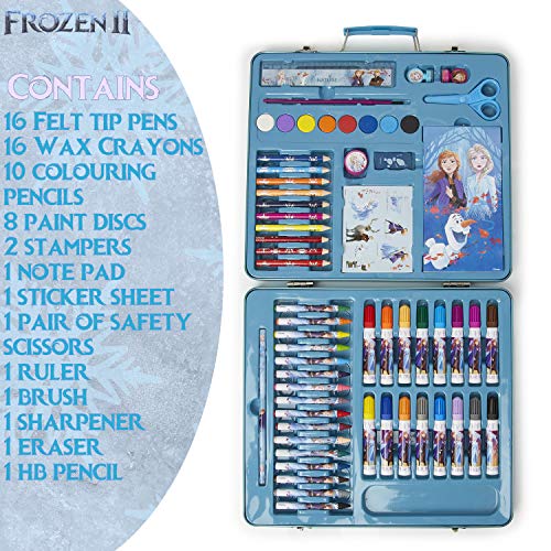 Disney Frozen 2 El Reino del Hielo Set Creativo para Niñas, Kit de Manualidades para Pintar Juego Completo de 60 Piezas, Incluye Lapices, Cuaderno de Dibujar y Rotuladores, Regalos para Niñas