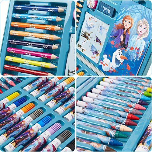 Disney Frozen 2 El Reino del Hielo Set Creativo para Niñas, Kit de Manualidades para Pintar Juego Completo de 60 Piezas, Incluye Lapices, Cuaderno de Dibujar y Rotuladores, Regalos para Niñas