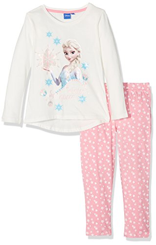 Disney Frozen Niña de set de cristal copos de nieve pijama de Frozen Marfil blanco crema 4-5 Años