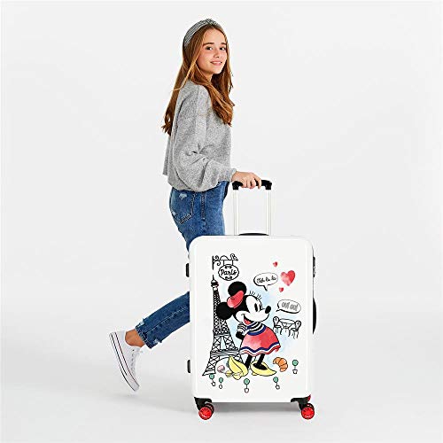 Disney Maleta Mediana Minnie Around the World Paris rígida, Rojo, 48 cm x 68 cm x 26 cm