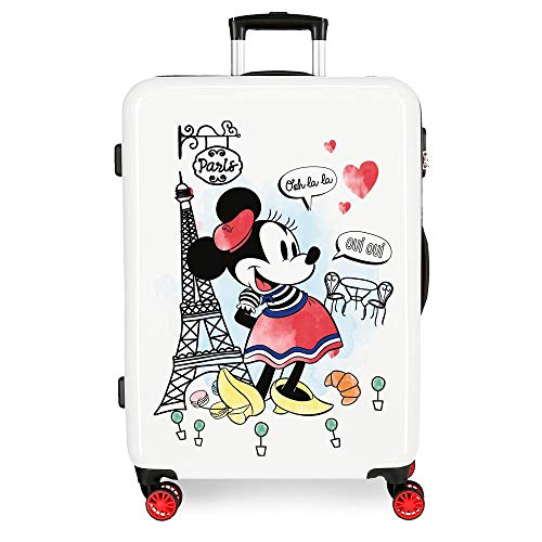 Disney Maleta Mediana Minnie Around the World Paris rígida, Rojo, 48 cm x 68 cm x 26 cm