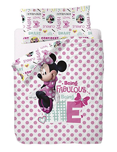 Disney Minnie Funda Nórdica 3 Piezas para Cama de 90, Algodón-Poliéster, Multicolor, Individual