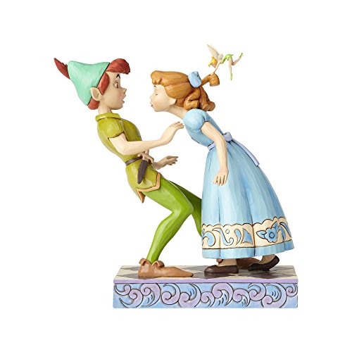 Disney Un Beso Inesperado Figurina de Peter Pan y Wendy, Resina, Multicolor, 12.7 x 8.9 x 19.3 cm