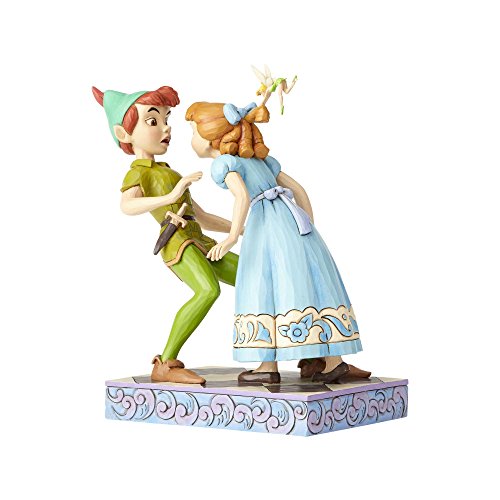 Disney Un Beso Inesperado Figurina de Peter Pan y Wendy, Resina, Multicolor, 12.7 x 8.9 x 19.3 cm
